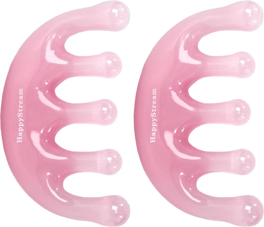 Scalp Massage Tool Head Massager. Resin Massage Comb Gua Sha Fascial Tools for Scalp Care Hair Growth Stress Relax Headaches Meridian Acupoint Treatment Trigger Point Therapy. (Pink)