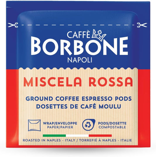 Caffè Borbone Espresso Pods, Miscela Rossa Red Blend, Dark Roast ESE Pods - 50 Count