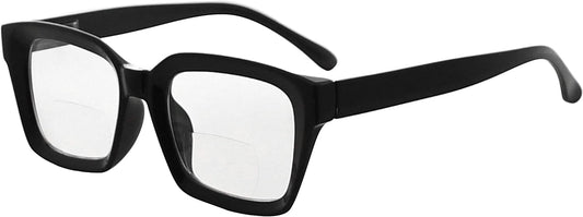 Eyekepper Bifocal Reading Glasses Women Stylish Bifocal Readers Clear Lens Oversize - Black +2.50