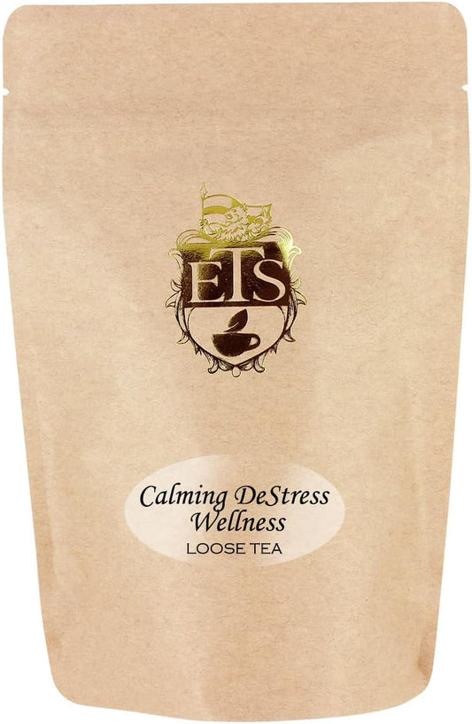 English Tea Store - Calming De-Stress Wellness Tea | Loose Leaf Green Tea with Lemongrass & Sage | Relaxing & Citrus Flavor | Perfect for Stress Relief & Evening Relaxation | 16 oz