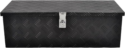 30''Inch Aluminum Truck Tool Box Truck Bed Toolbox Truck Trailer Chest Box Underbody Storage Organizer Waterproof Square Storage Organizer w/Side Handle Lock & Keys Black(â30" Lx13 Wx10 H)