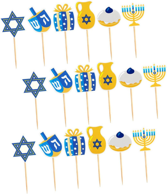 Hanukkah Cupcake Picks 48pcs Decorative Star Topper Hanukkah Cake Decorations