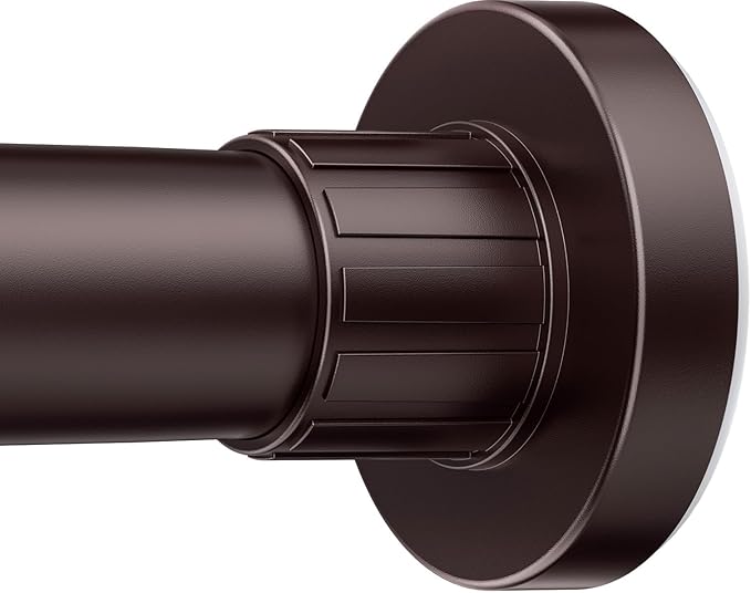 Ausemku Shower Curtain Rod 32-50 Inch Adjustable - 1 Inch Diameter Heavy Duty No drill Spring Tension Shower Rod, Non-Slip Rustproof Telescopic Rod for Bathroom, Brown