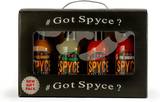 SPYCE Habanero Hot Sauce Gift Set Variety Pack, Vegan, Gluten Free, Low Sodium, Non GMO, No MSG, No Sugar, No Filler 5 oz/4 Pack