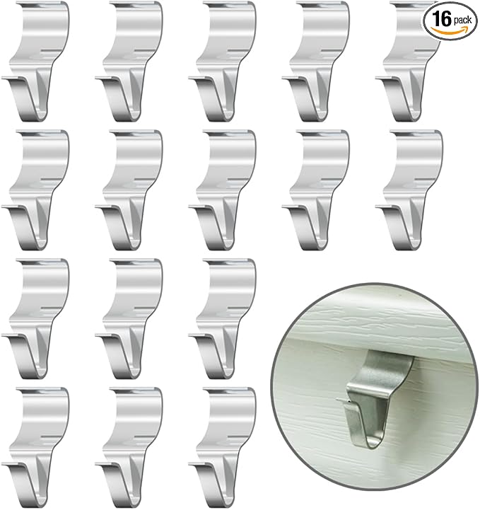 Stainless Steel Siding Hangers, Set of 16, Heavy Duty, Rust-Resistant, Low Profile, Hold Up to 12Lbs, No Drill Siding Clips for Horizontal Vinyl Siding (16)