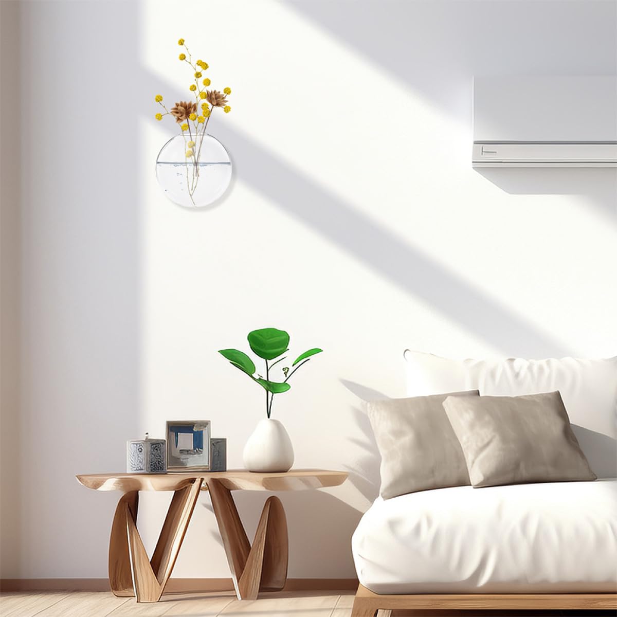 ULTECHNOVO 6pcs Wall Mounted Glass Flower Vases Hydroponic Planter Flat Glass Terrarium Pots for Home Décor and Indoor Plants