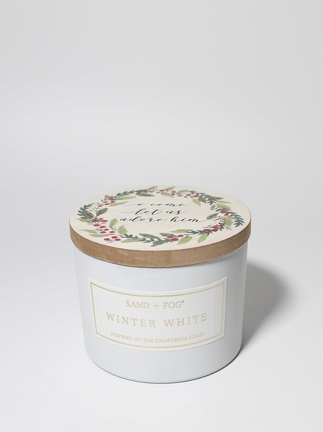 Sand + Fog Scented Candle - Winter White â Additional Scents and Sizes â 100% Cotton Lead-Free Wick - Luxury Air Freshening Jar Candles - Perfect Home Decor â 12oz