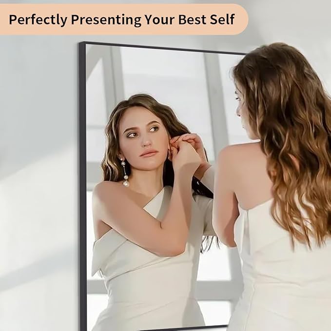 Koonmi Black Mirrors for Wall, 30x30 Inch Bathroom Mirror, Rectangular Wall Mirror for Living Room Bedroom Bathroom, Hangs Horizontally or Vertically