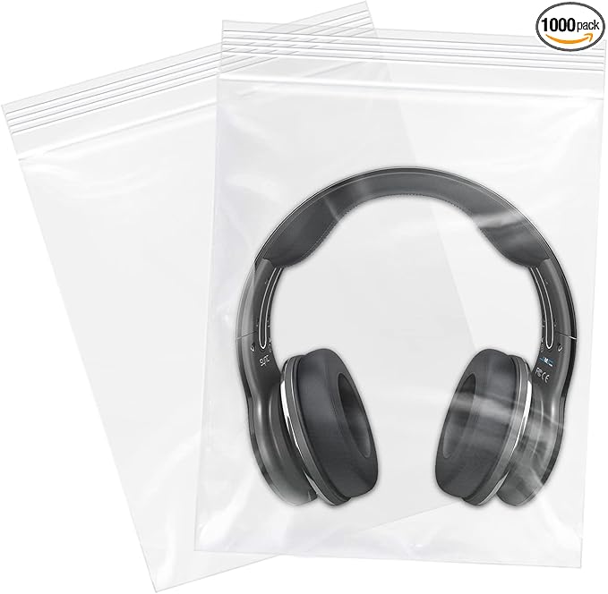 13" x 15"(1000 Count) Large Zip Poly Bags - Clear Plastic Reclosable Storage Zipper Bags 2 Mil for Clothing, T-Shirts, Pants