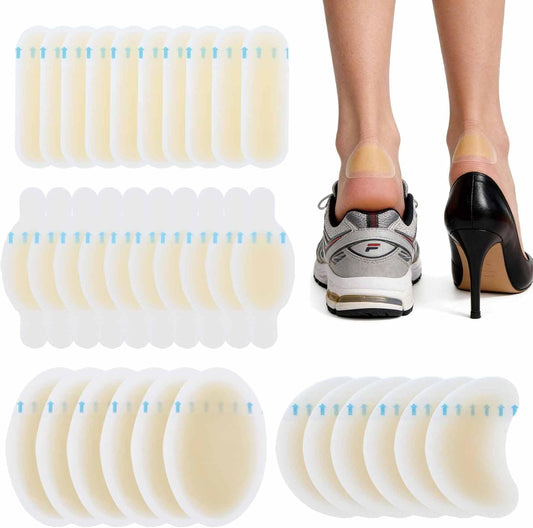 32PCS Hydrocolloid Gel Blister Bandages Waterproof Adhesive Pads for Heel Foot Toe Prevention Recovery（Mixed）