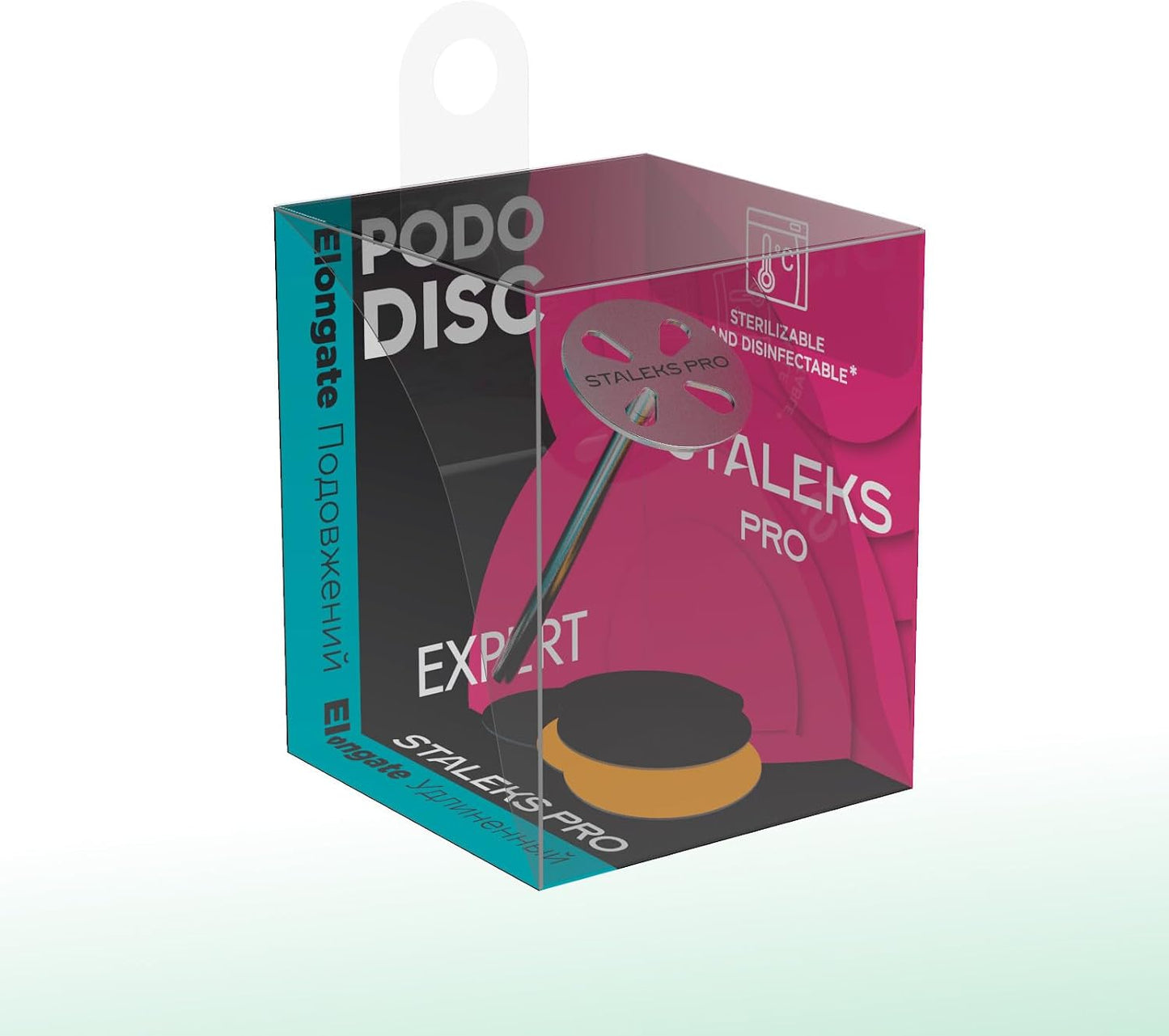 STALEKS PRO Expert Elongated PODODISC S (15mm) – Stainless Steel Pedicure Disc with 5 x 180 Grit Disposable Files for Hardware Pedicure & Hard-to-Reach Areas