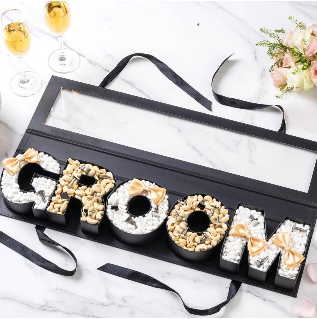 Fillable Food Gift Box GROOM Bachelors Party Celebration Gift Box Candy Treats for Loved Ones (Groom)