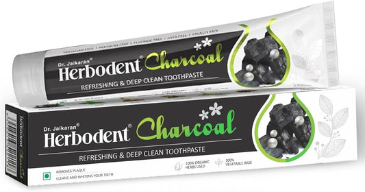 Herbodent® Charcoal Toothpaste - 6.53oz/185g Pack of 1 | Whitens Teeth & Fresh Breath | No Bleach, No Fluoride | Activated Bamboo Charcoal & Organic Herbs -Wheat Germ, Thyme, Clove