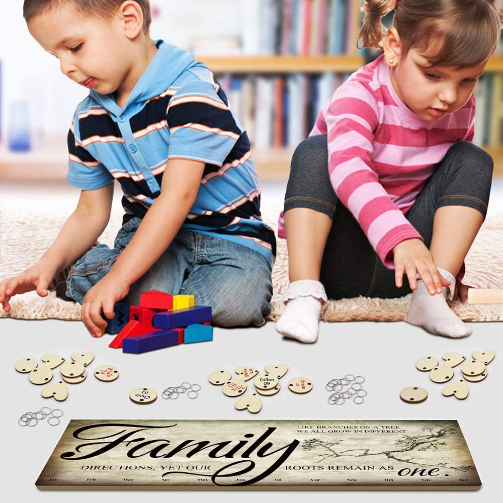 Gifts for Grandma Family Tree Wall Decor Family Birthday Board DIY Wooden Birthday Reminder Calendar Plaque for Home Decor