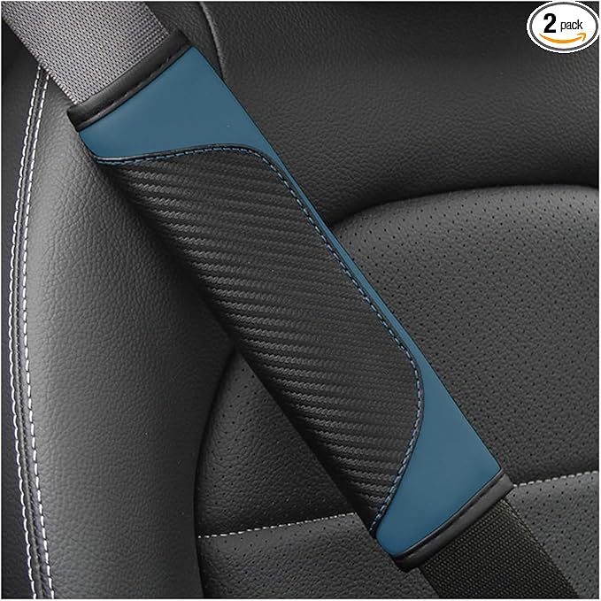 2PCS Car Seat Belt Cover, Carbon Fiber Seatbelt Shoulder Protection, Soft Car Seat Belt Strap Cushion Protect Your Neck and Shoulder, Car Accessories Seat Belt Pad for Car Truck (Dark Green)