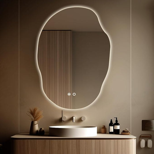 WallBeyond LED Bathroom Mirror with Lights, 25 x 35 Inch Led Bathroom Vanity Mirror for Wall, Anti Fog Mirror for Bathroom, 3 Colors and Dimmable Light, Horizontal/Vertical