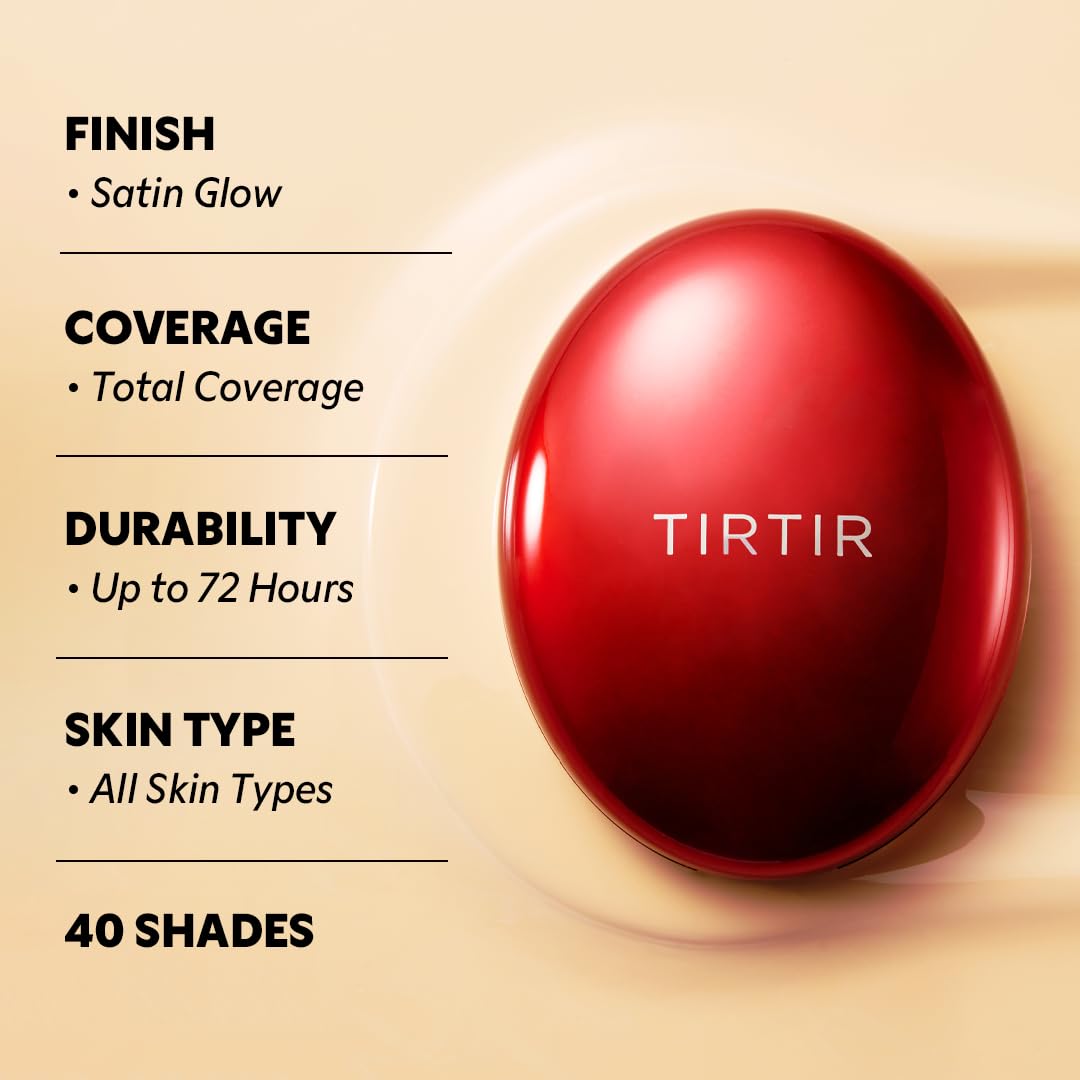 [*Mini Size*] TIRTIR Mask Fit Red Cushion Foundation | Full coverage, Weightless, Skin fit, Satin Glow Finish, Korean Makeup BB Foundation, beauty, Tattoo cover up, Buildable (#27N Camel, 0.15 Fl Oz)