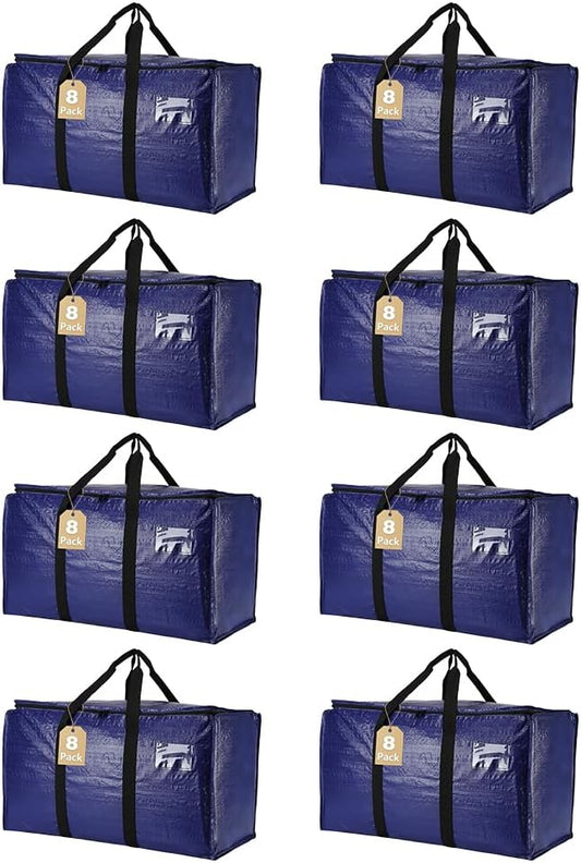 Cryster 8-Pack Heavy-Duty Clear Moving Bags â Extra Large Storage Bags with Strong Handles & Double Zippers, Totes for Storage and Packing
