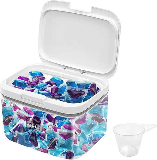 94oz/2.8L Laundry Pods Container for Room Organization Dishwasher Laundry Pod Holder with One-Press Lid and Scoop Large Capacity Holds 150 Pods Detergent Powder Container Sealed Dryer Sheet Holder