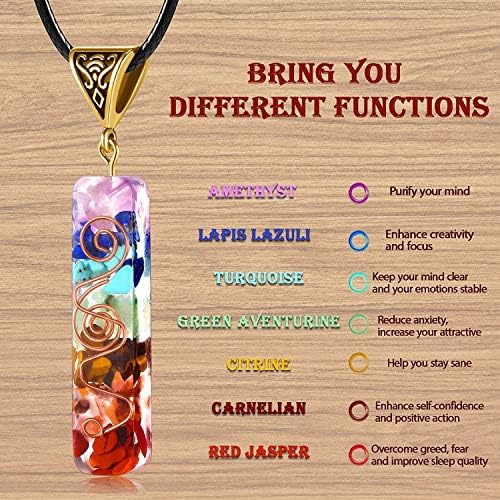 COLORFUL BLING 2Pcs 7 Chakra Stones Necklace Gemstone Energy Healing Crystal Pendant Emotional Body Purification Pendant