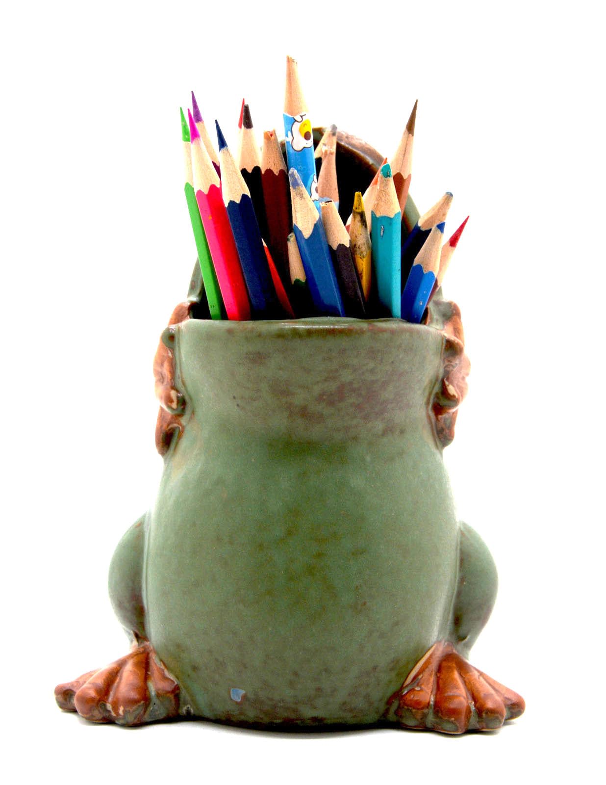 MONMOB 7" Ceramic Frog Shaped Plant Pot for Bonsai Flower Succulent Planter Candy Dish Pencil Holder Decor Multipurpose Green Frog Gift"