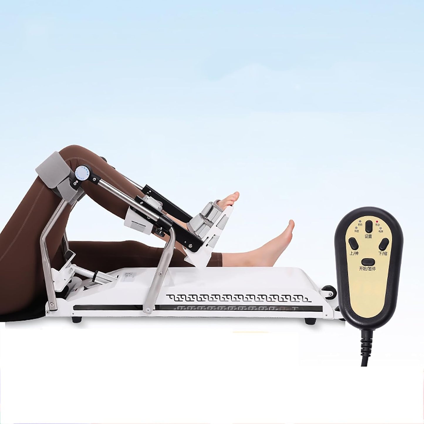 Electric Knee Joint Trainer, Knee Rehabilitation Device with Auxiliary Moving Wheels, 3 Rehabilitation Training Modes, All-Metal Body, to Meet Different Training Needs