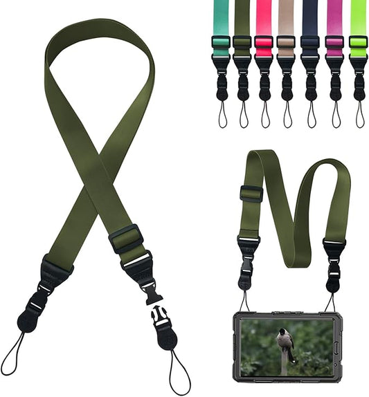 Adjustable Shoulder Strap:Comfortable iPad Strap Nylon Neck Lanyard for iPad/Samsung Tablet Case,Camera Binocular Crossbody Laptop Luggage Bag(Army Green)