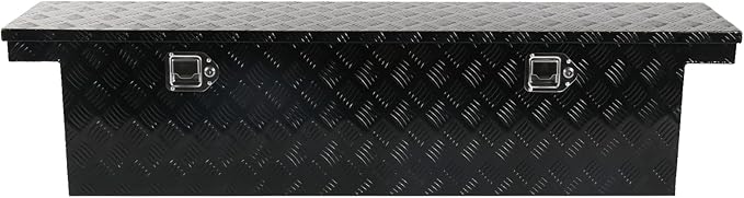 60''Inch Aluminum Truck Tool Box Trailer Chest Box Underbody Storage Organizer Waterproof Square Storage Organizer w/Lock & Keys Black(â60" Lx12 Wx14 H) Only For Standard cab Or Regular CAB