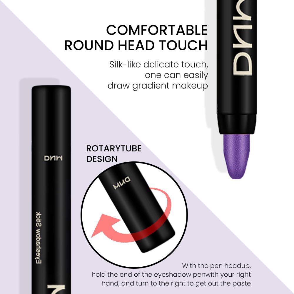 Kaely 2Pcs Cream Eyeshadow Sticks Set for Eyes Waterproof,Purple Shimmer Eye shadow Stick Pencil Pen Bulk sombras en crema para ojos 33+33