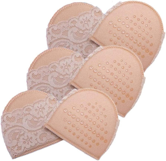 3 Pairs Lace Invisible Forefoot Pad, Women Anti-Slip Peep Toe Half Socks Cushion