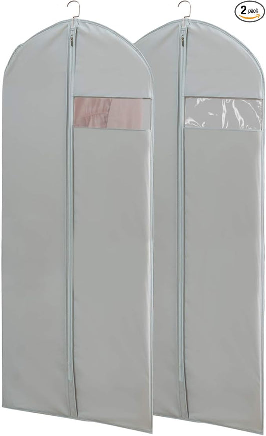 Dress Bags for Gowns Long, 65'' Long Dress Clear Garment Bag(Set of 2, 23.3'' X 65'')