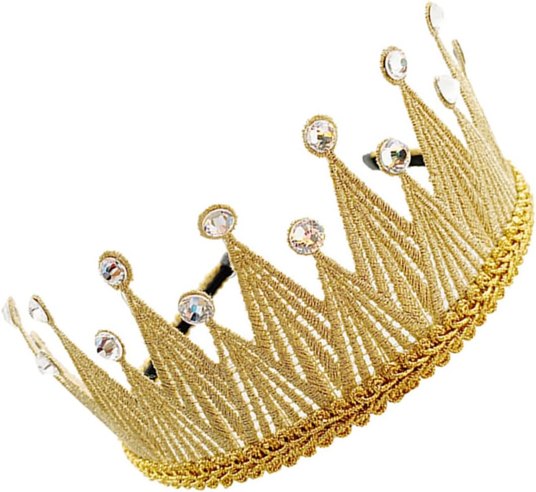 Gatuida 1pc Boy Girl's Gold Rhinestone Crown Headband for Parties Lightweight Hair Accessory Elegant Design for Birthdays and Celebrations