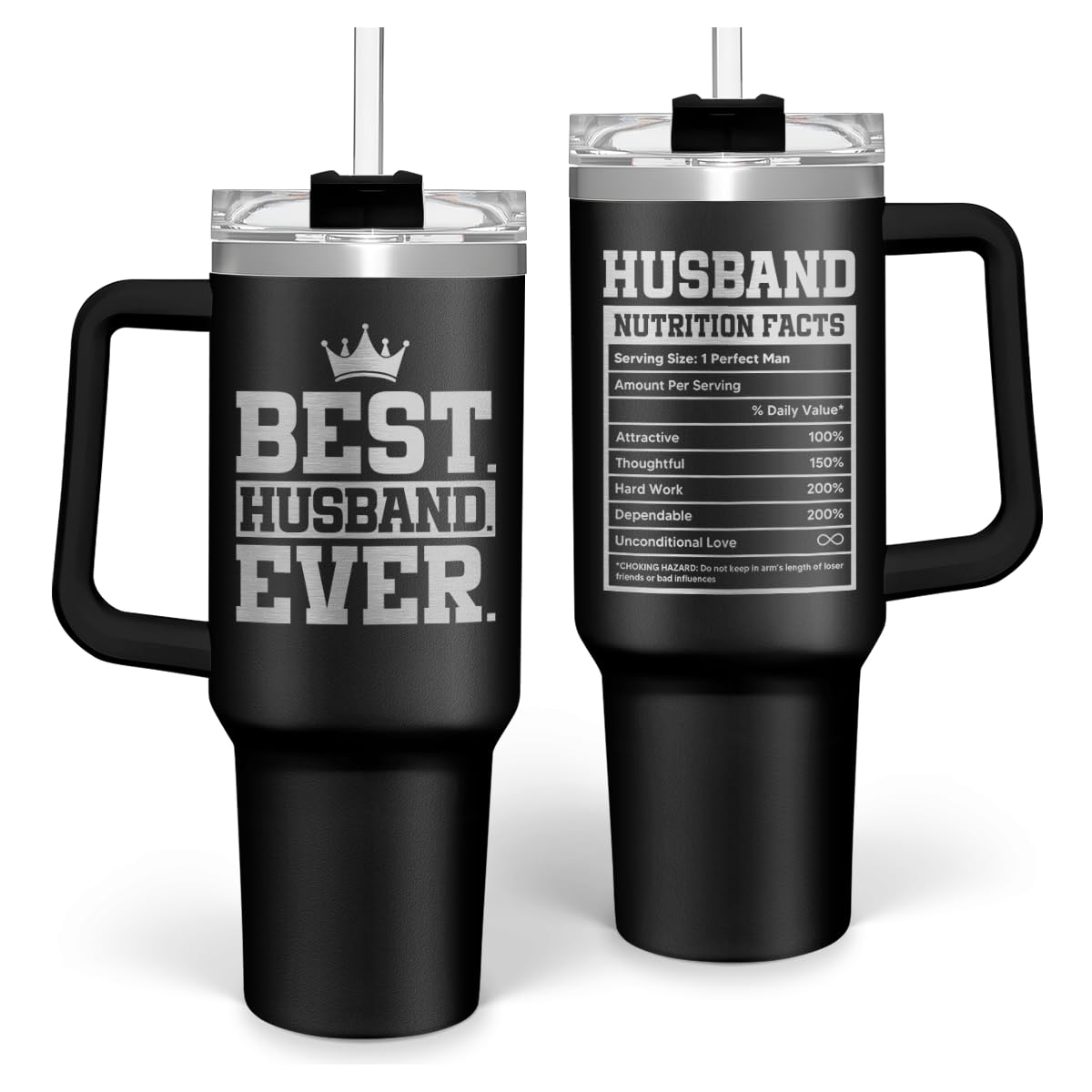 Best Husband Ever Gifts, Husbands Tumbler with Handle 40oz Stainless Steel Insulated with Straw Lid, Gifts for Hubby from Wife, Presents for Husband Valentines Birthday ChristmasWedding Anniversary