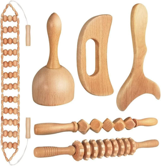 10-in-1 Wood Therapy Massage Tools Massager Wooden Massager for Body Shaping Massage Tool Set Wood Therapy Tools for Relieving Muscle Pain Body Lymphatic Drainage Massager