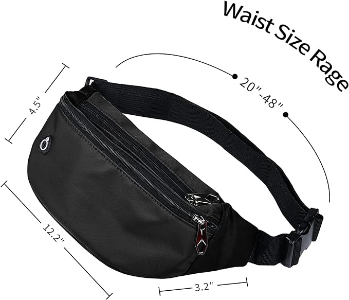 Fanny Packs for Men and Women, Waterproof Sports Waist Pack Bag for Travel Hiking Running Hands-free