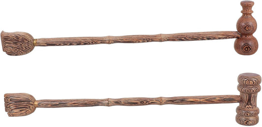 SHOWERORO 2pcs Wooden Massage Hammer Stick Dual-use Back Scratcher and Body Muscle Relaxation Massager for Manual Trigger Point Therapy and Stress Relief