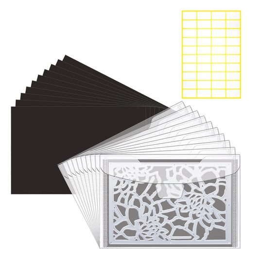 20 PCS Clear Stamp & Die Storage Bag and Rubber Magnetic Sheets, 7 x 5 Inch Resealable Large Plastic Envelope Pocket for Card Making DIY Scrapbooking Paper Craft Cutting Dies Stencil (0.6mm Thickness)