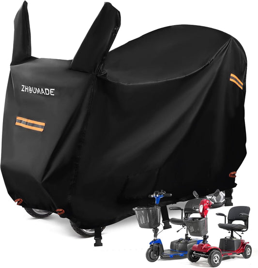Mobility Scooter Cover Waterproof Outdoor, Electric Wheelchair Covers Waterproof Carrier Mobility Scooter Accessories for All Weather Protect from Sun, UV, Rain, Wind, Dust (L: 49"*23"*39")
