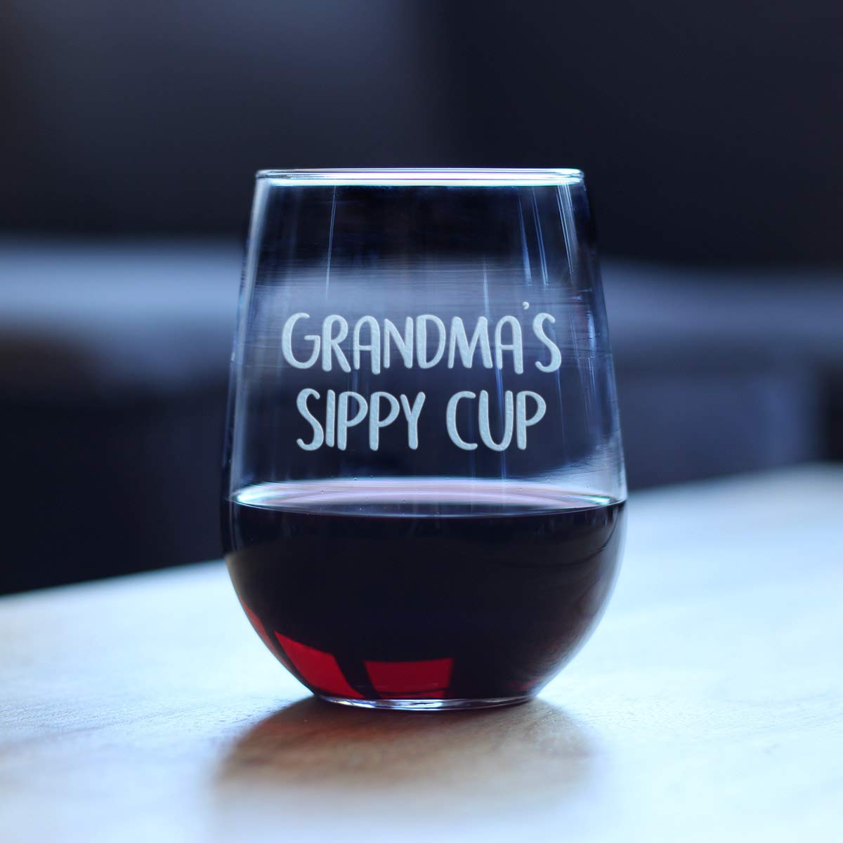 Bevvee Grandma's Sippy Cup - Stemless Wine Glass Gift for Grandmothers - Cute Birthday Glasses - Large 17 Oz