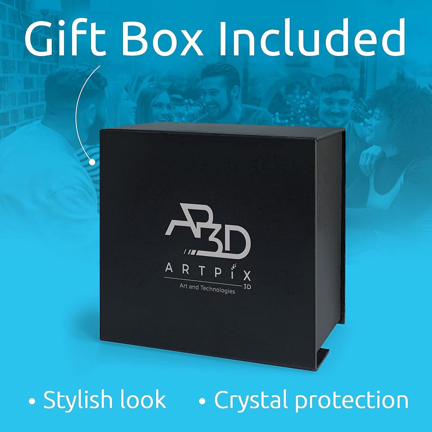 ArtPix 3D Crystal Photo, Personalized Gifts for Women, Wife, Her, Him, Men, Husband, Grandma, Great Customized Gift With Your Own Photo, Custom Glass 3D Laser Etched Picture Wedding