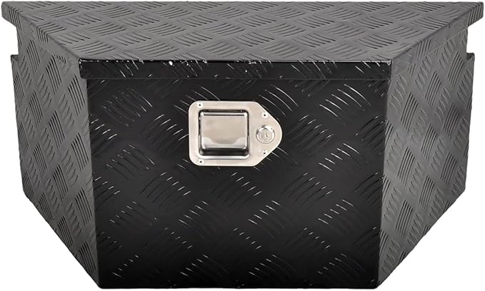 26'' Inch Aluminum Trailer Tongue Tool Box Truck Bed Toolbox Truck Trailer Chest Box Underbody Storage Organizer Waterproof Square Storage Organizer w/Lock & Keys Black(â26" Lx13.3 Wx12 H)