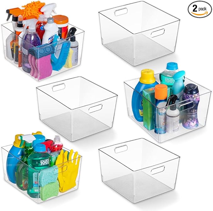 ClearSpace Clear Plastic Storage Bins â XL 6 Pack Perfect Kitchen or Pantry Organization Fridge Organizer and Storage Bins, Cabinet Organizers