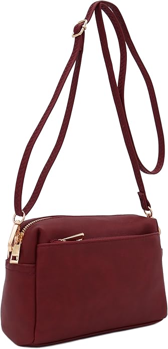FashionPuzzle Triple Zip Small Crossbody Bag