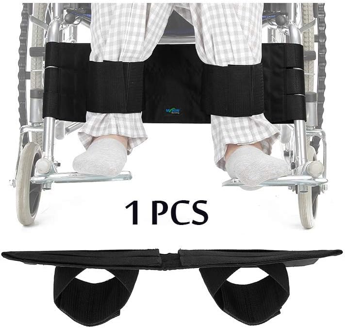 Wheelchair Leg Strap, Foot Rest for Wheelchair Leg Support, Medical Calf Restraints Safety Belt to Prevent Sliding, Foot Buddy Harness for Seniors Adults Wheel Chair Accessories (Black)