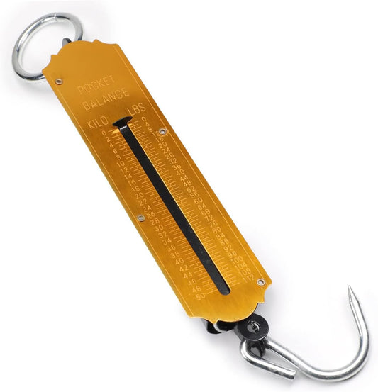Utoolmart Spring Balance Hanging Hook Handheld Metal Weighing Force Scale Kilo & LBS 50KG
