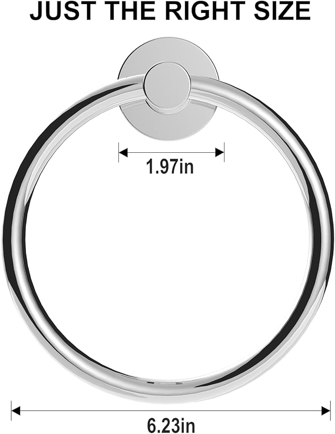 SetSail Towel Holder for Bathroom Wall 4 Packs Towel Ring Stainless Steel Heavy Duty Hand Towel Hanger for Bathroom Screw-in, Mirror Silver
