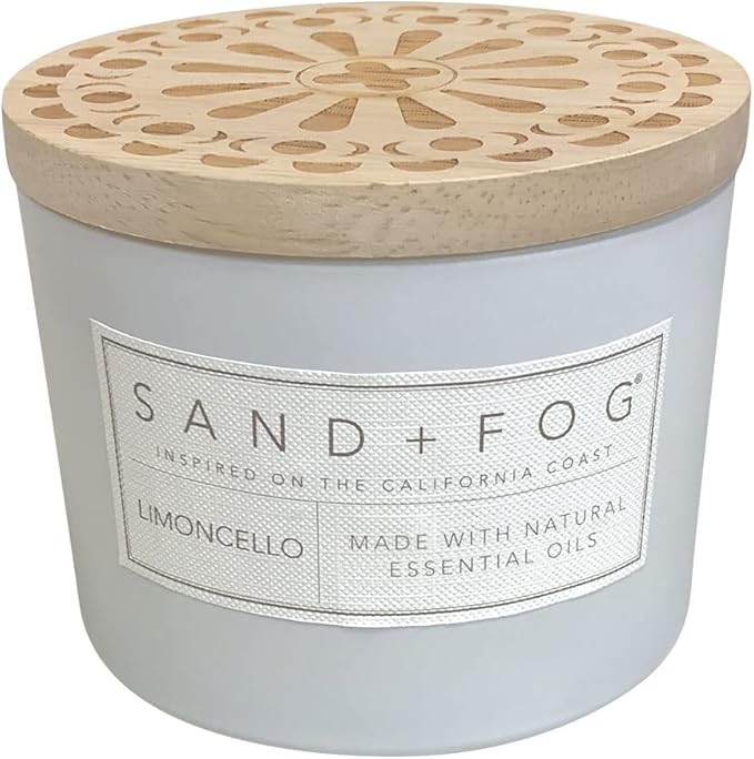Sand + Fog Scented Candle - Limoncello â Additional Scents and Sizes â 100% Cotton Lead-Free Wick - Luxury Air Freshening Jar Candles - Perfect Home Decor â 12oz