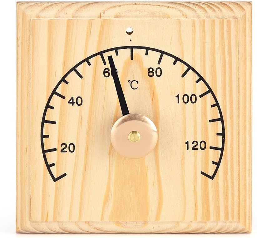 0~140℃ Wooden Thermometer Wall Mounted, Temperature Measurement Sauna Room