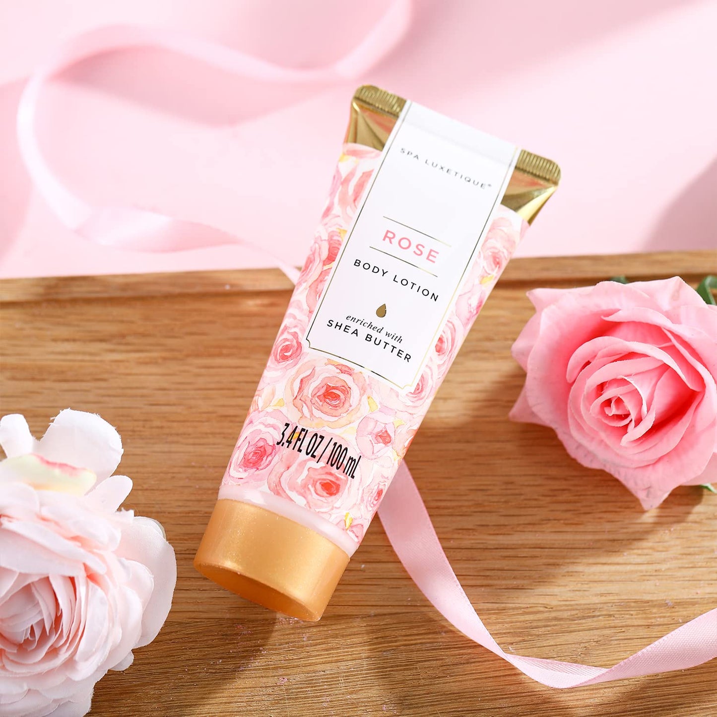 spa luxetique Gift Set For Women, Bath Sets for Women Gift, 8 Pcs Rose Spa Basket Includes Bubble Bath, Shower Gel, Body Lotion, Birthday Spa Gifts, Mother‘s Day Gifts for Mom