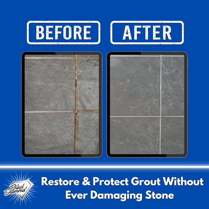 Black Diamond Stoneworks Ultimate Grout Cleaner for Tile Floors — Acid-Free Deep Cleaner Removes Grease, Dirt & Soap Scum Without Damaging Grout — Safe for Marble and All Natural Stone (1-Quart)